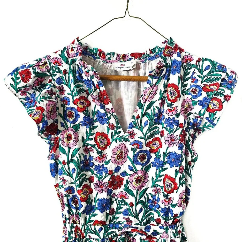 Vineyard Vines Women’ s Floral Flutter Smocked Waist Mini Dress Size XS - Picture 2 of 8
